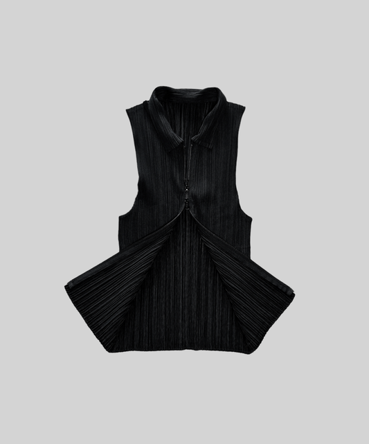 Pleats Please Collared Double Zip Vest