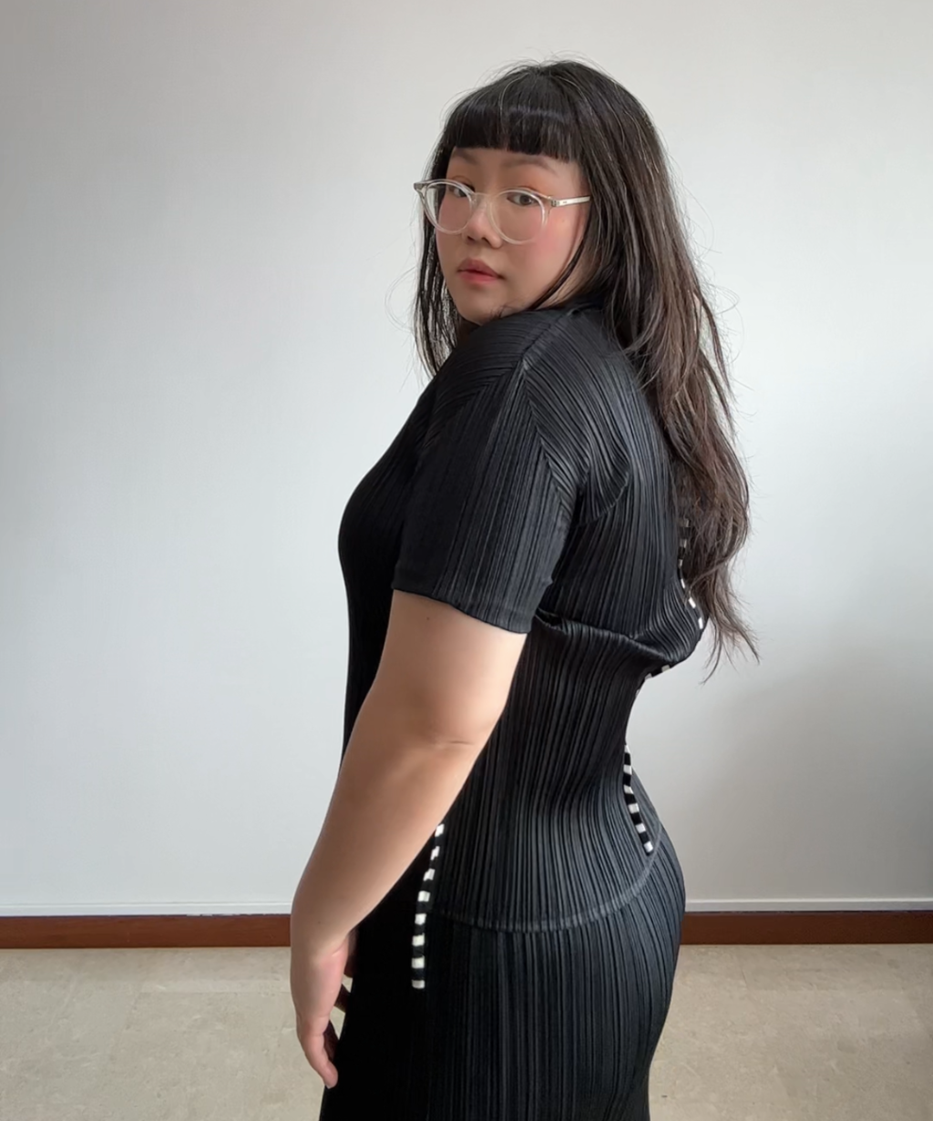 Please Please Border Stripes Pleated Top