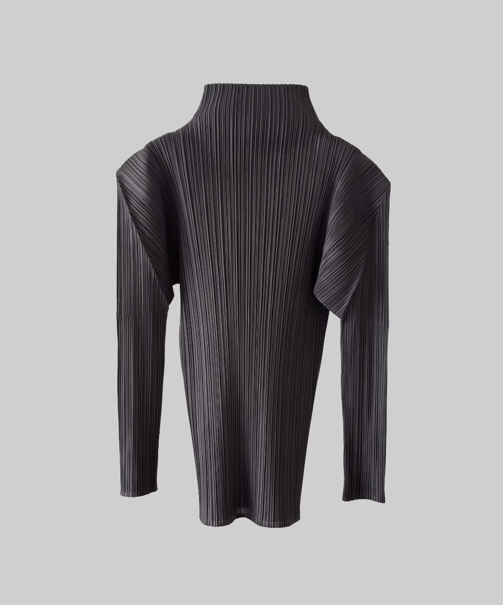 Pleats Please Classic Wide-Shoulder Long Sleeve Top