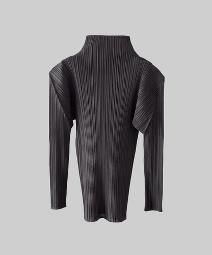 Pleats Please Classic Wide-Shoulder Long Sleeve Top