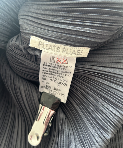 Pleats Please Classic Wide-Shoulder Long Sleeve Top