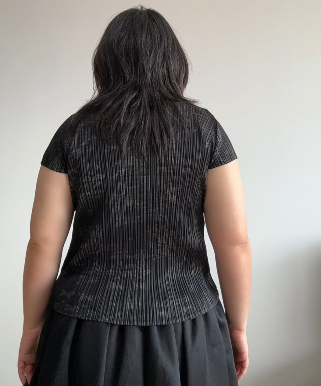Pleats Please 90s Double Happiness Dragon Print Pleated Top