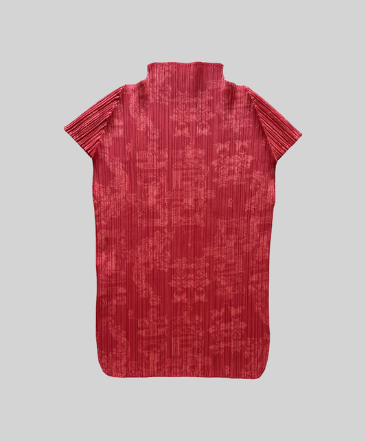 Pleats Please 90s double happiness dragon print pleated top