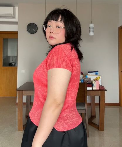 Pleats Please 90s Double Happiness Dragon Print Pleated Top