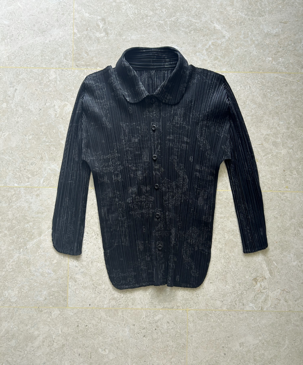 Pleats Please 90s Double Happiness Dragon Print Button Shirt