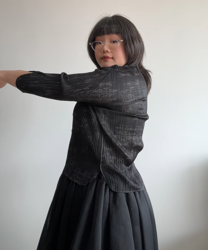 Pleats Please 90s Double Happiness Dragon Print Button Shirt