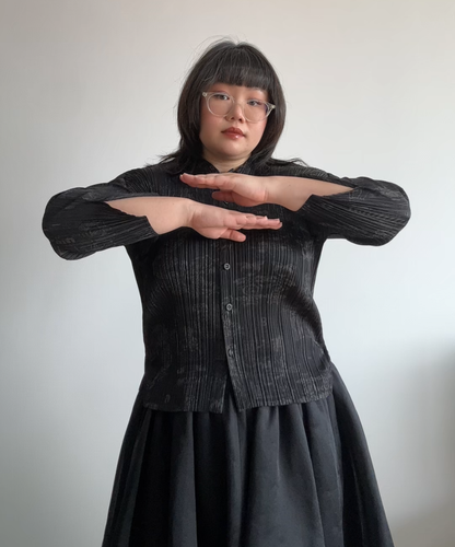 Pleats Please 90s Double Happiness Dragon Print Button Shirt
