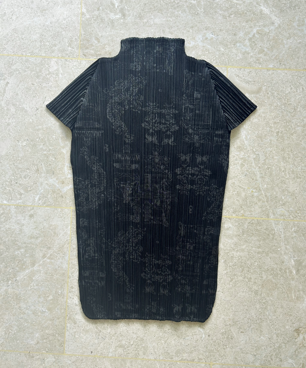 Pleats Please 90s Double Happiness Dragon Print Pleated Top