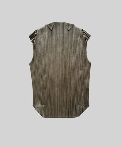 Pleats Please pleated khaki folded corner top