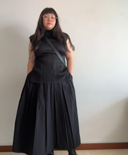 Issey Miyake Pleats Please high neck tunic with slits