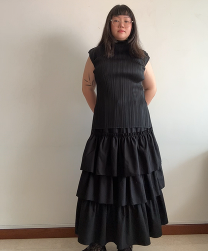 Issey Miyake Pleats Please high neck tunic with slits