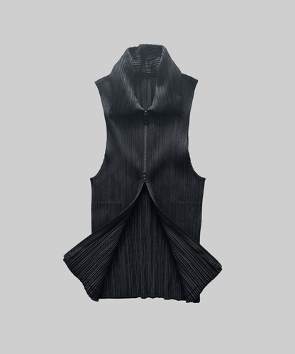 Pleats Please Padded Collar Double Zip Vest