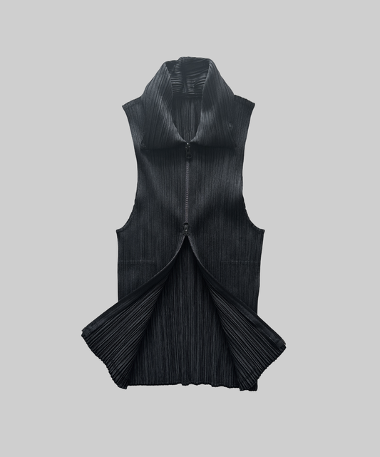 Pleats Please Padded Collar Double Zip Vest