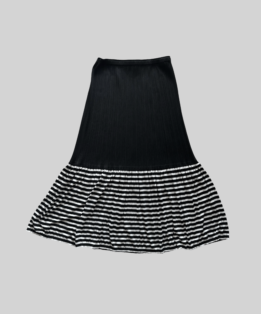 Pleats Please pleated stripe flare hem set