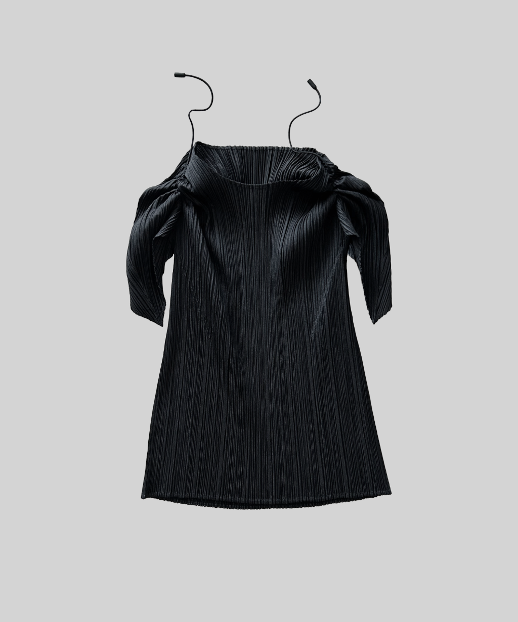 Pleats Please Pointy Sleeve Drawstring Pleated Top