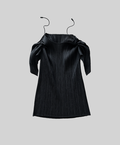 Pleats Please Pointy Sleeve Drawstring Pleated Top