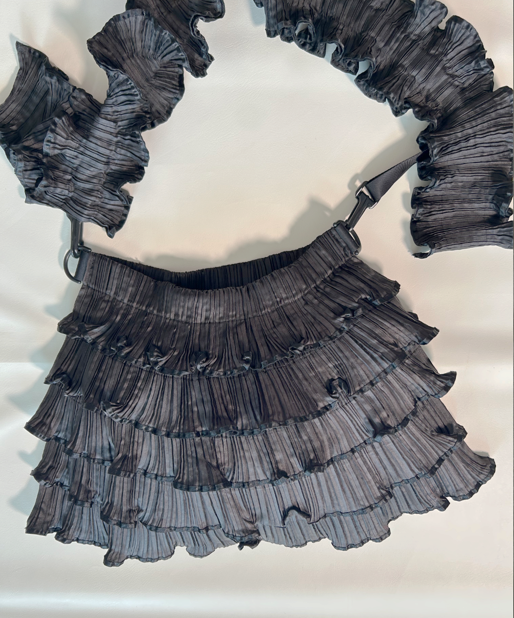 Pleats Please Tiered Ruffle Crossbody Bag