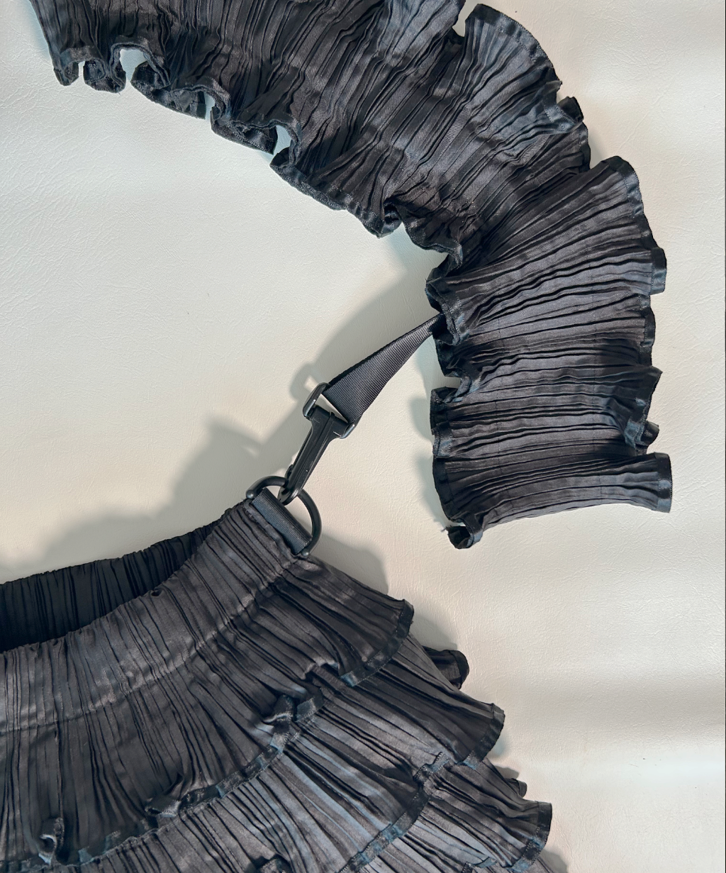 Pleats Please Tiered Ruffle Crossbody Bag