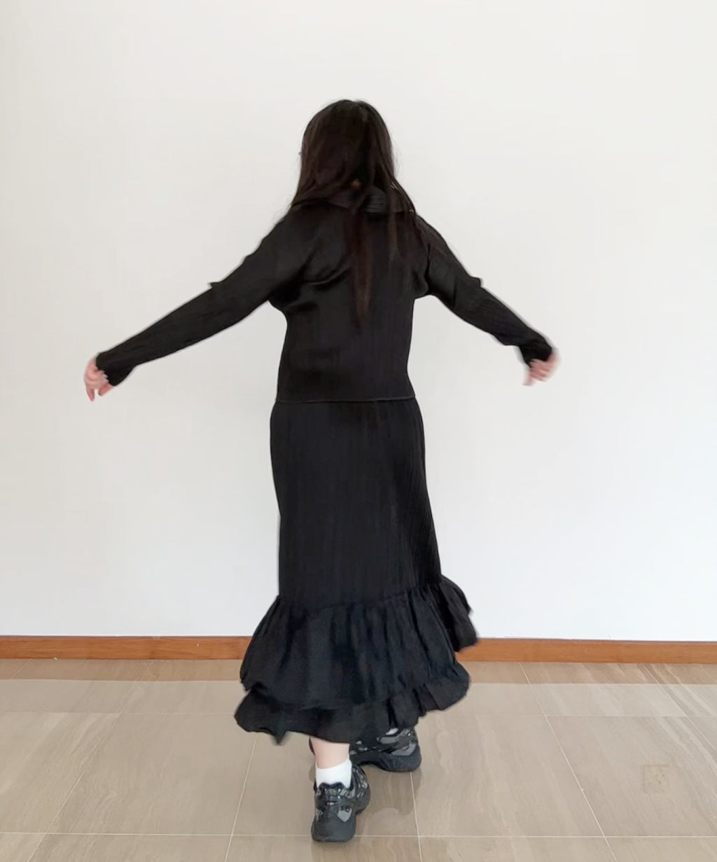 Pleats Please Pleated Ruffle Hem Skirt
