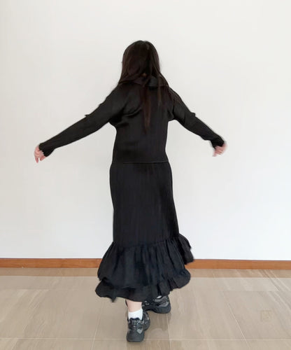 Pleats Please Pleated Ruffle Hem Skirt