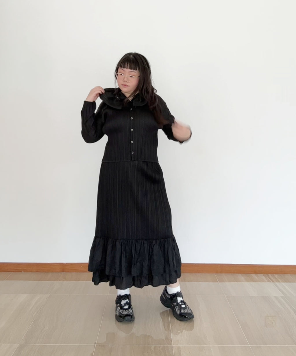 Pleats Please Pleated Ruffle Hem Skirt