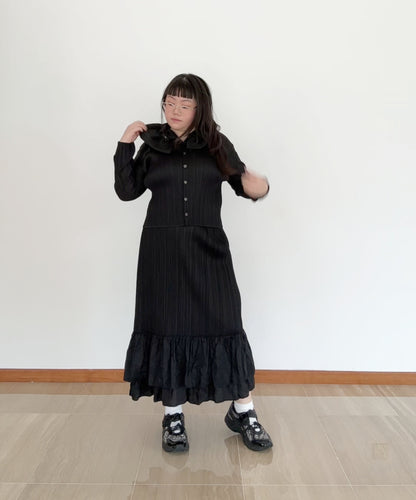 Pleats Please Pleated Ruffle Hem Skirt