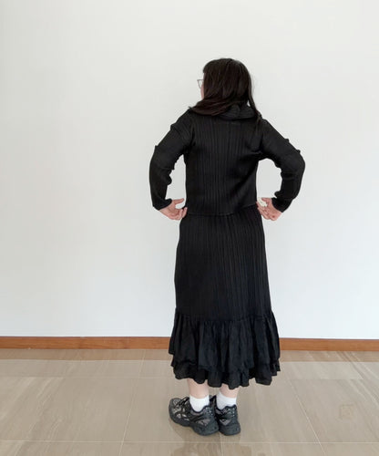 Pleats Please Pleated Ruffle Hem Skirt