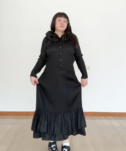 Pleats Please Pleated Ruffle Hem Skirt
