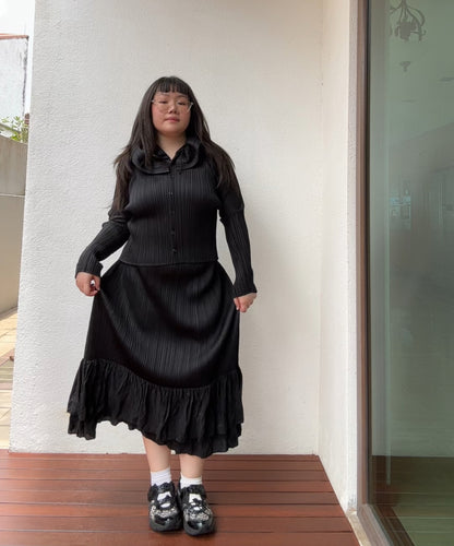 Pleats Please Pleated Ruffle Hem Skirt