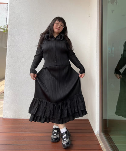 Pleats Please Pleated Ruffle Hem Skirt