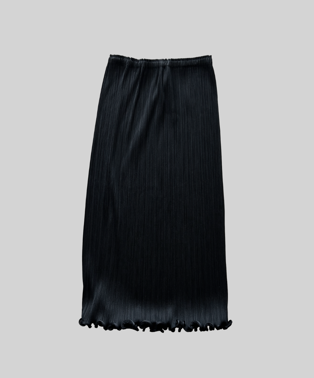 Pleats Please Frill Hem Long Pleated Skirt