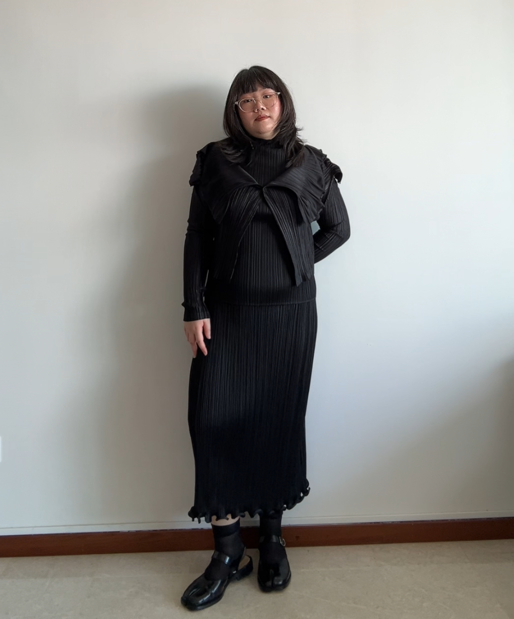 Pleats Please Frill Hem Long Pleated Skirt