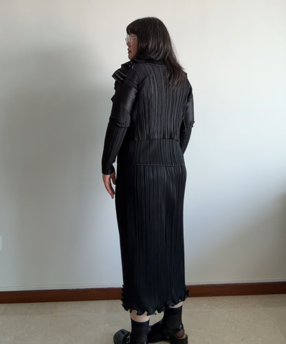 Pleats Please Frill Hem Long Pleated Skirt