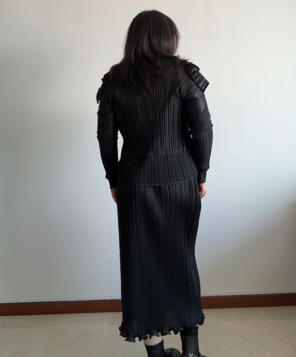 Pleats Please Frill Hem Long Pleated Skirt