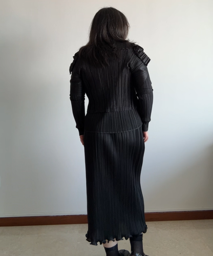 Pleats Please Frill Hem Long Pleated Skirt