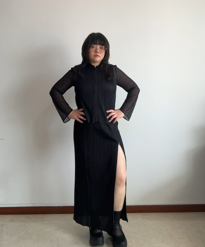 Pleats Please Double Zip Vest and Skirt Co-ord Set