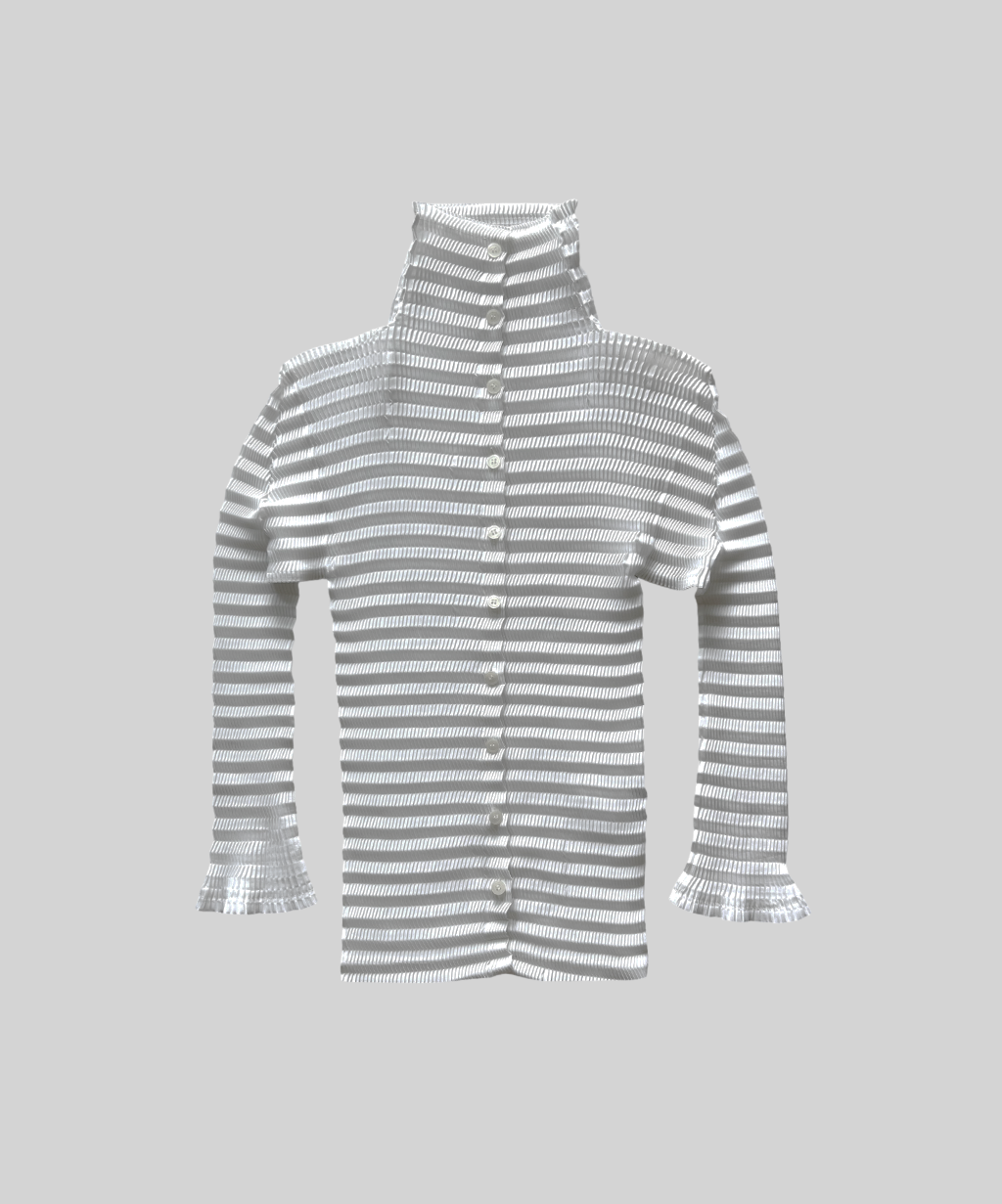 Issey Miyake High Neck White Cardigan