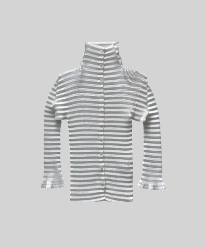 Issey Miyake High Neck White Cardigan