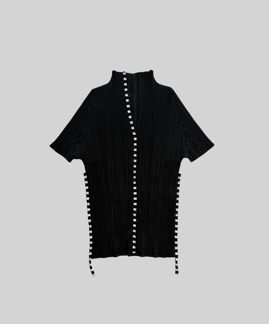 Please Please Border Stripes Pleated Top