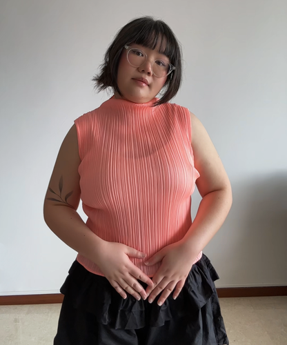 Pleats Please Cyber Neon Sleeveless Top