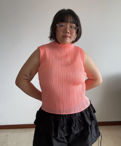 Pleats Please Cyber Neon Sleeveless Top