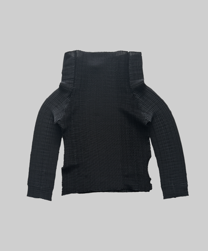 Issey Miyake Fete wide neck / off shoulder 2-way textured pleated top