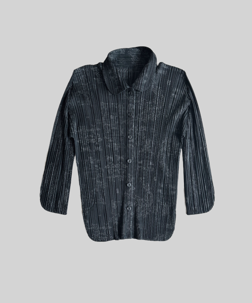 Pleats Please Double Happiness Dragon Print Button Shirt