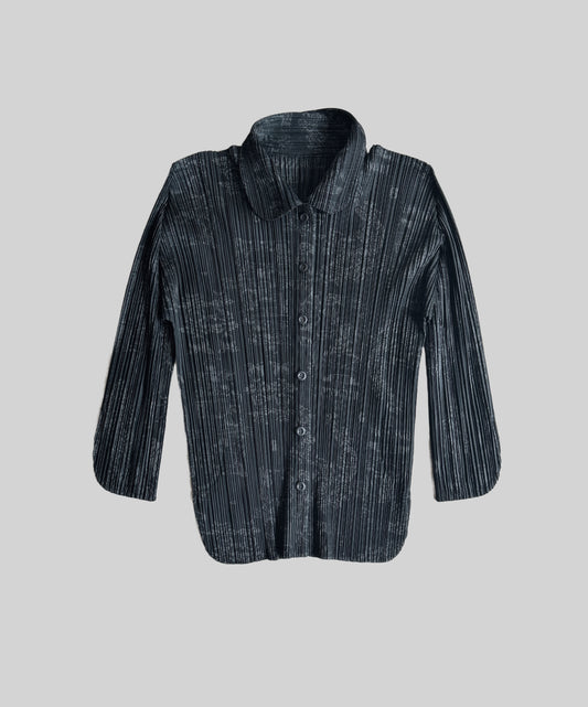 Pleats Please Double Happiness Dragon Print Button Shirt