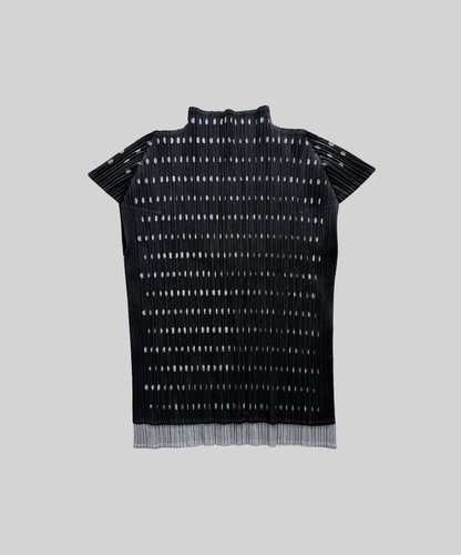 Pleats Please layered die-cut polka dot short sleeve top