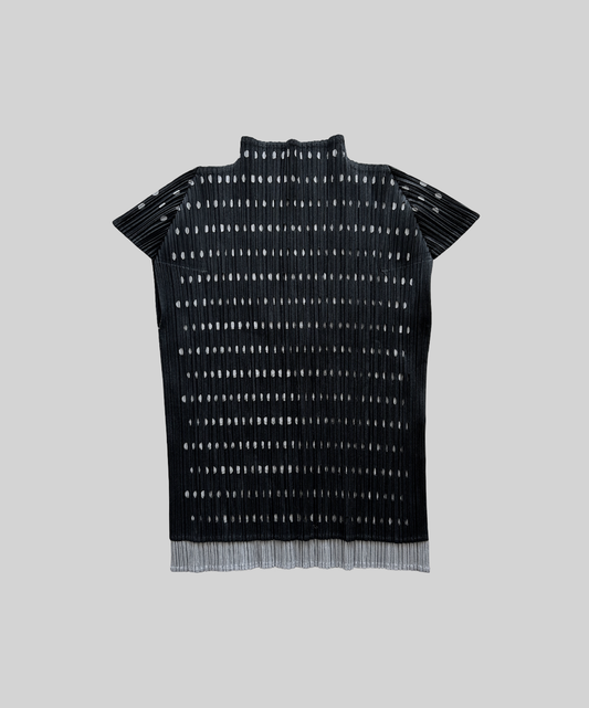 Pleats Please layered die-cut polka dot short sleeve top