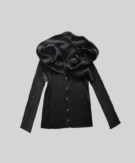 Pleats Please Ruffled Hood Button Shirt