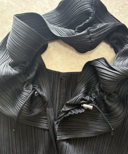 Pleats Please Long Sleeve Blouse with Ruffle Collar