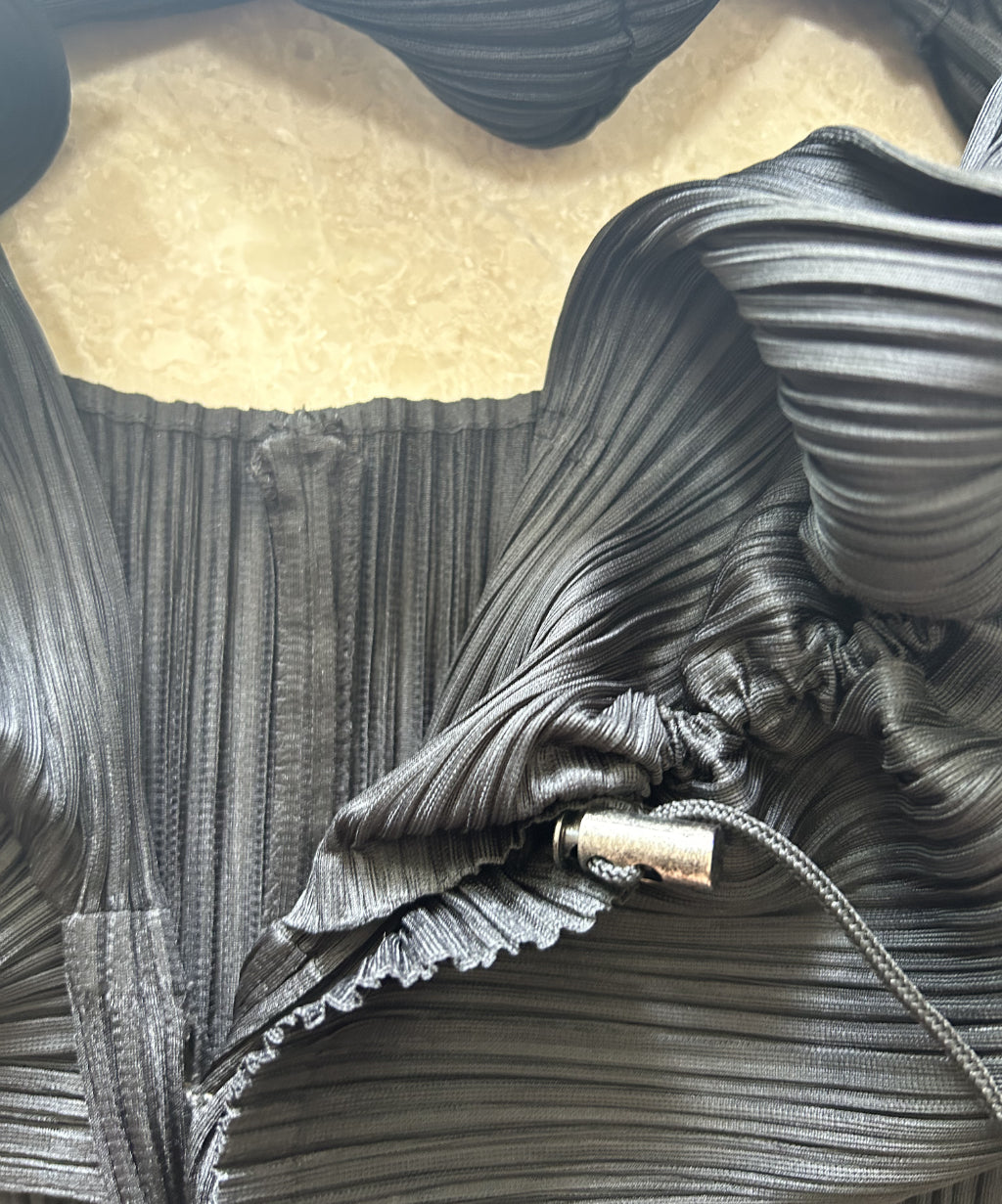 Pleats Please Long Sleeve Blouse with Ruffle Collar