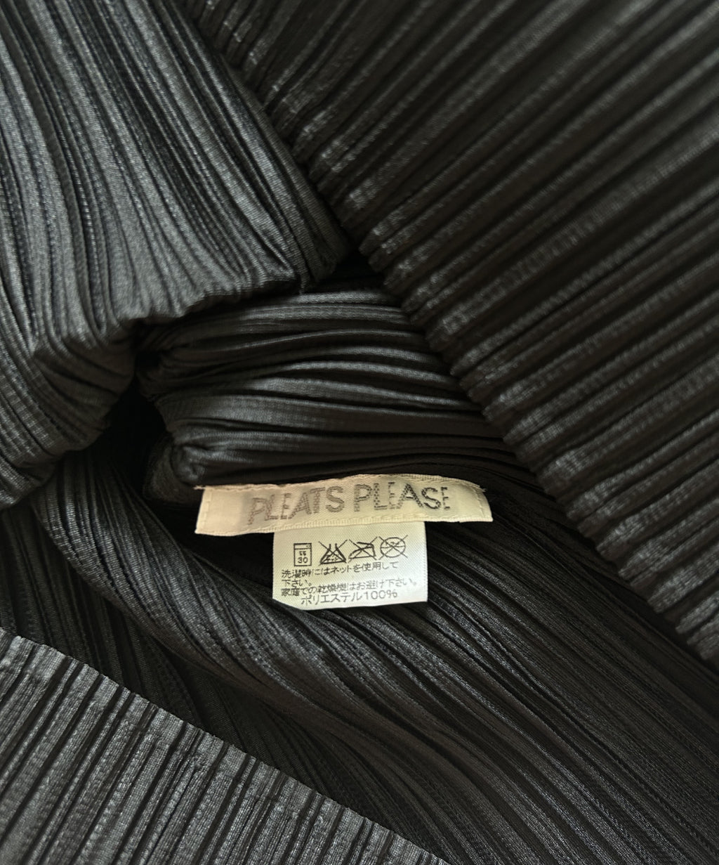 Pleats Please Long Sleeve Blouse with Ruffle Collar